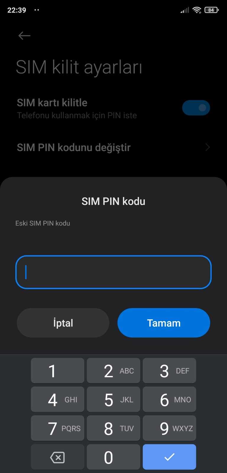 Xiaomi telefonlarda SIM PIN kodu degistirme 3