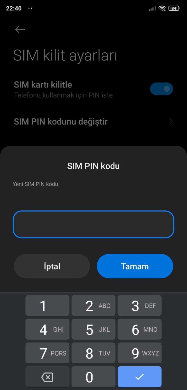 Xiaomi telefonlarda SIM PIN kodu degistirme 4